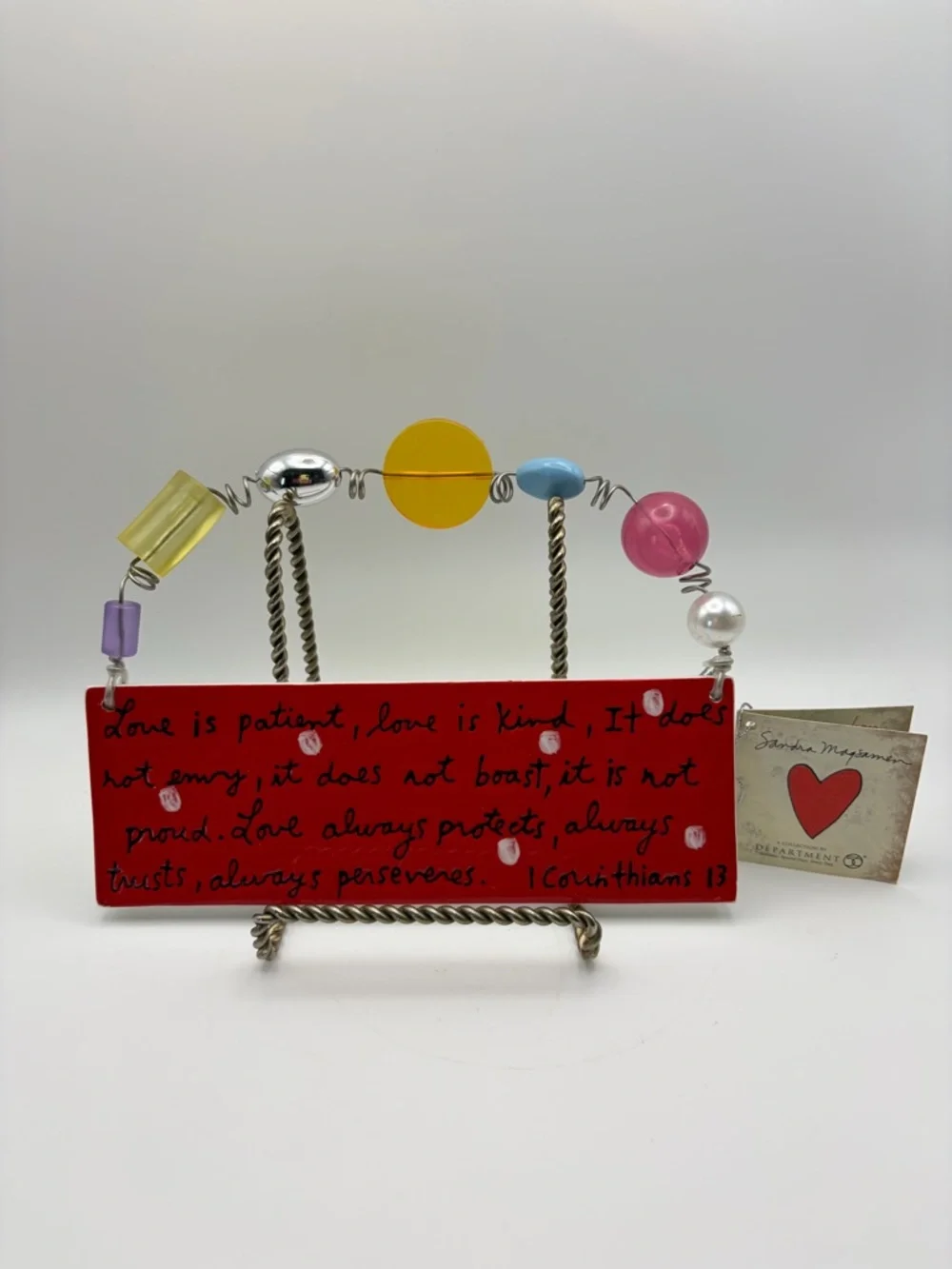 VTG Sandra Magsamen Dept 56 Hanging Love is Patient Plaque 1 Corinthians 13 Boho